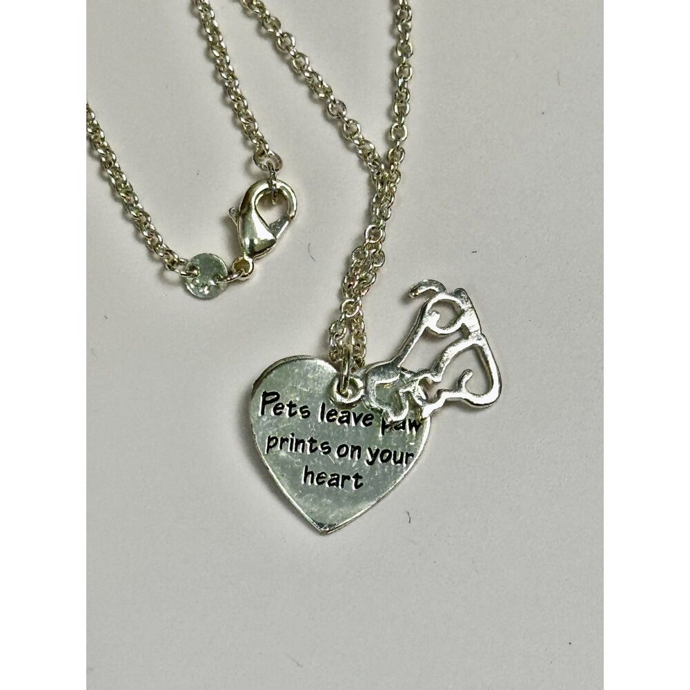 Silvertone Pet Heart Necklace